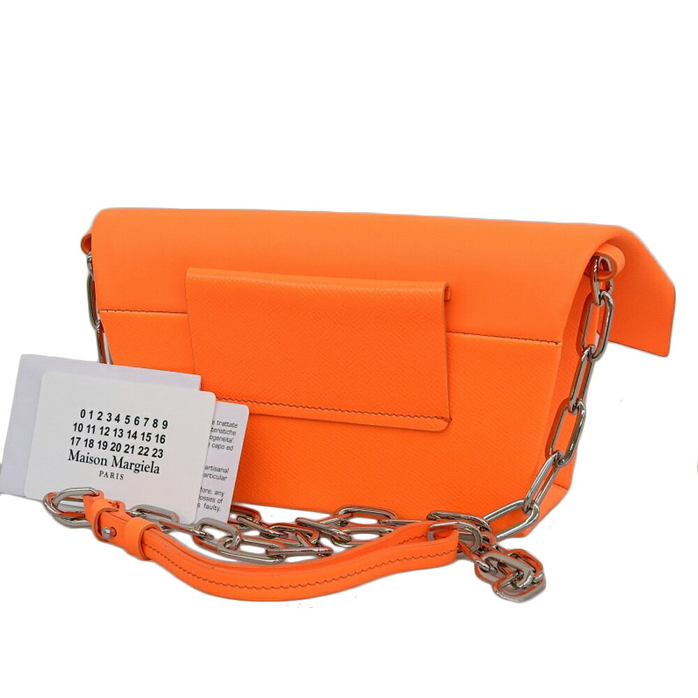 【中古】 タグ付美品 マルジェラ Maison Margiela 2022年 S56WF0159 SNATCHED スナッチト レザー ショルダー クラッチ クロスボディバッグ オレンジ 定価283800円
