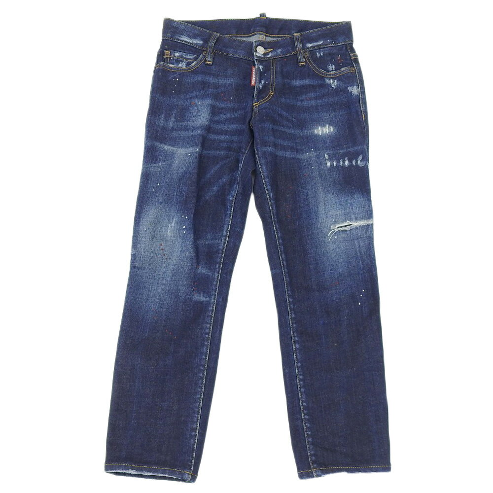 乐天商城 - 【中古】 美品 ディースクエアード DSQUARED2 2020年商品 ストレッチコットン デニムパンツ ペインティング ダメージ加工 36 レディース