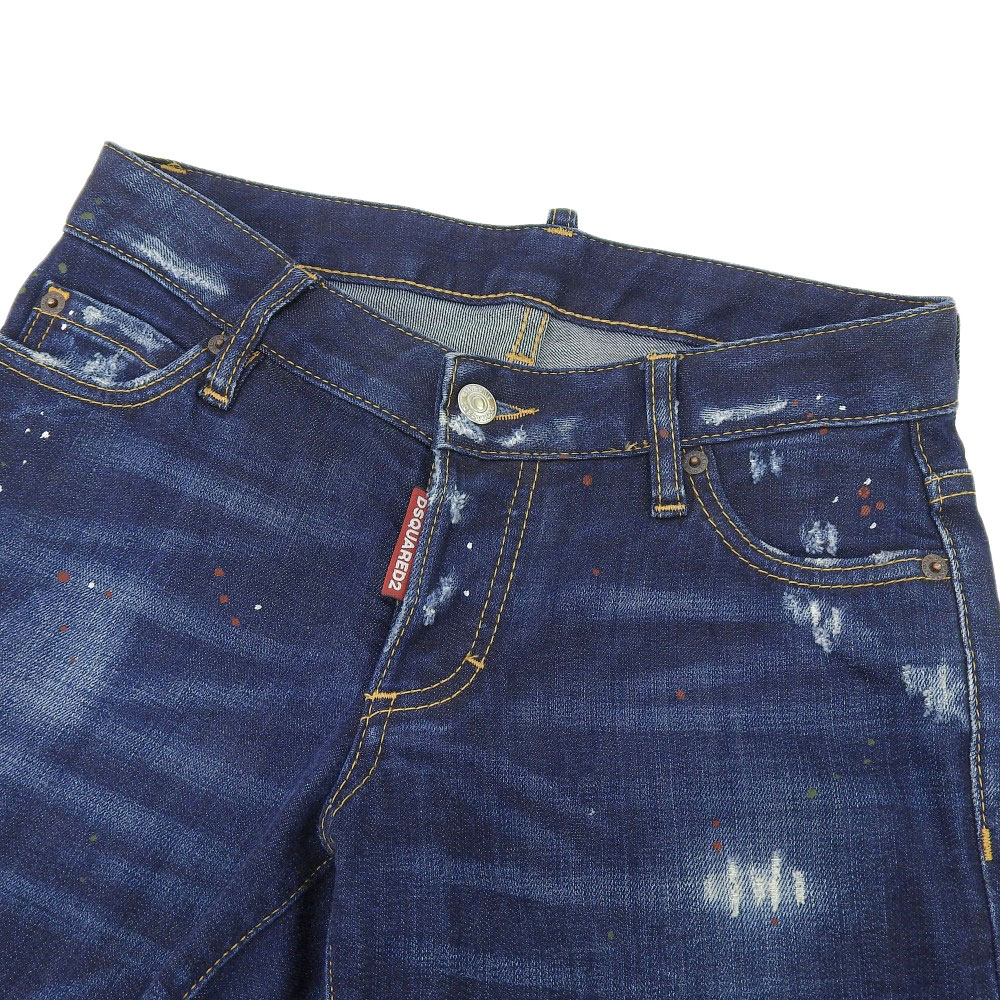 【中古】 美品 ディースクエアード DSQUARED2 2020年商品 ストレッチコットン デニムパンツ ペインティング ダメージ加工 36 レディース