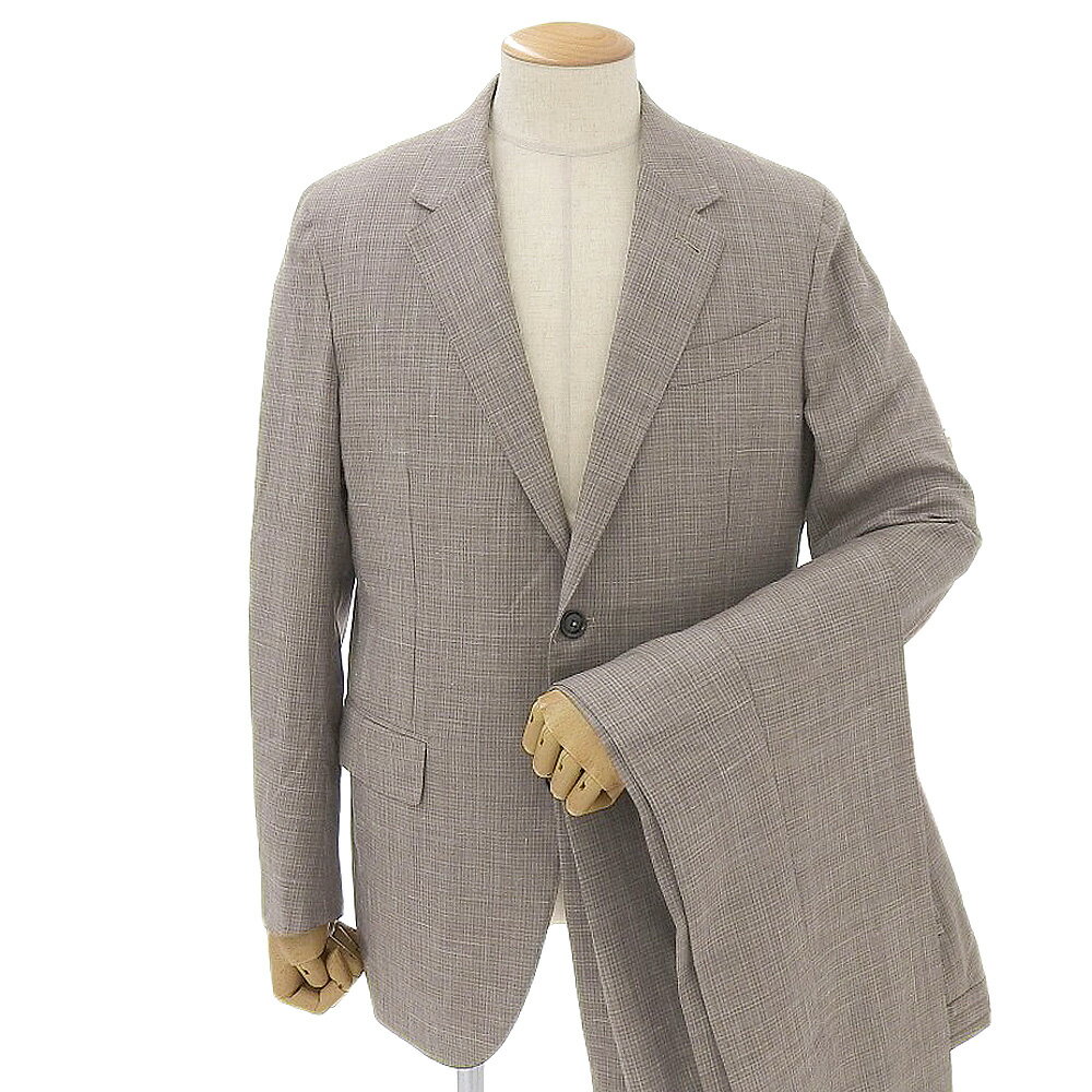 新着【中古】 超美品 エルメネジルドゼニア Ermenegildo Zegna 現行タグ TROFEO SUMMER リネン混ウール 130番手 2つボタン イージーパンツ スーツ 52