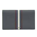 新着【中古】 超美品 バリー BALLY 現行タグ ストライプ グレインレザー トラベルウォレット パスポート 二つ折り長財布 札入 オーガナイザー ユニセックス(4)