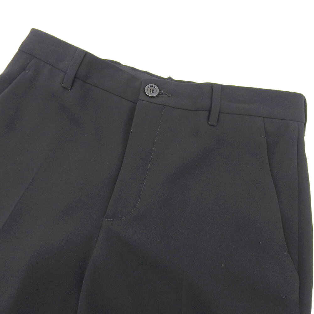 【中古】 超美品 ミュウミュウ MIUMIU 現行タグ トリアセテート ストレートパンツ 細身 黒 38s レディース