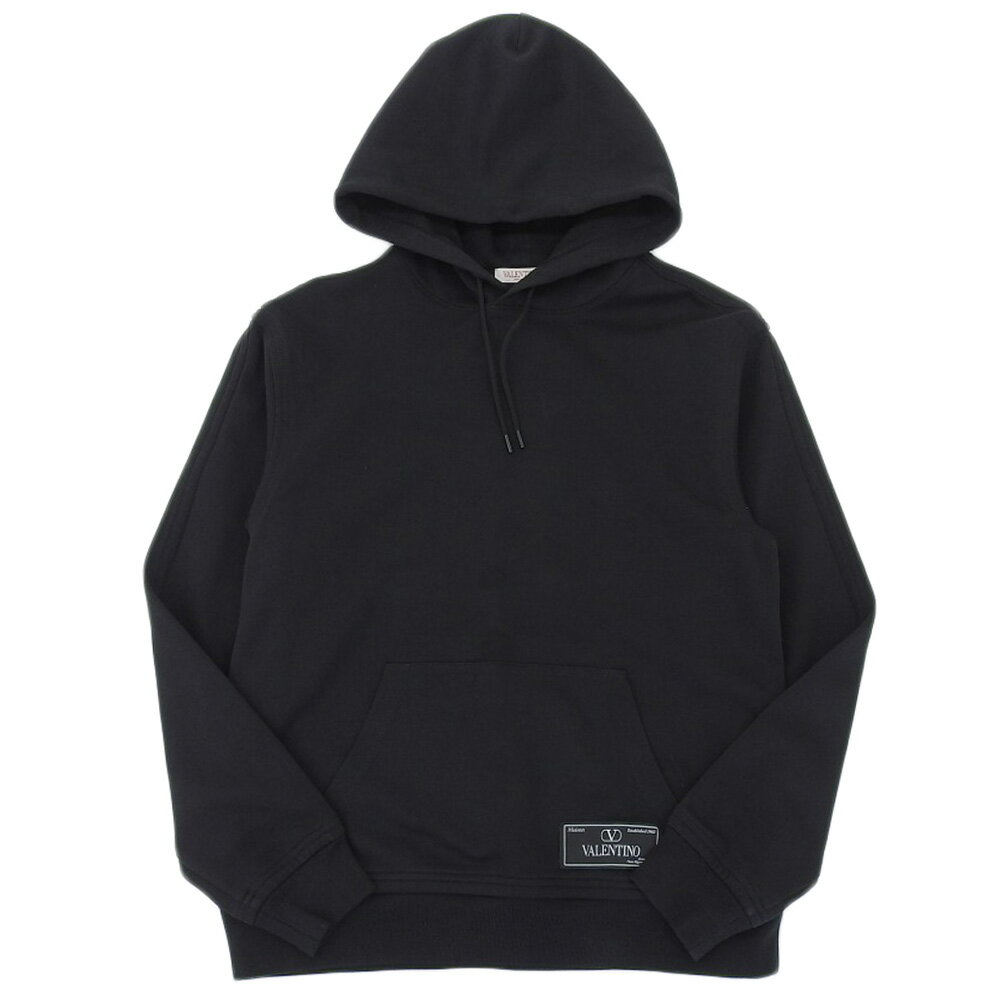 新着【中古】 超美品 ヴァレンティノ VALENTINO 2023年商品 3V3MF26L9K8 パッチド コットン プルオーバーフーディ フード パーカー M 黒 メンズ 定価129800円