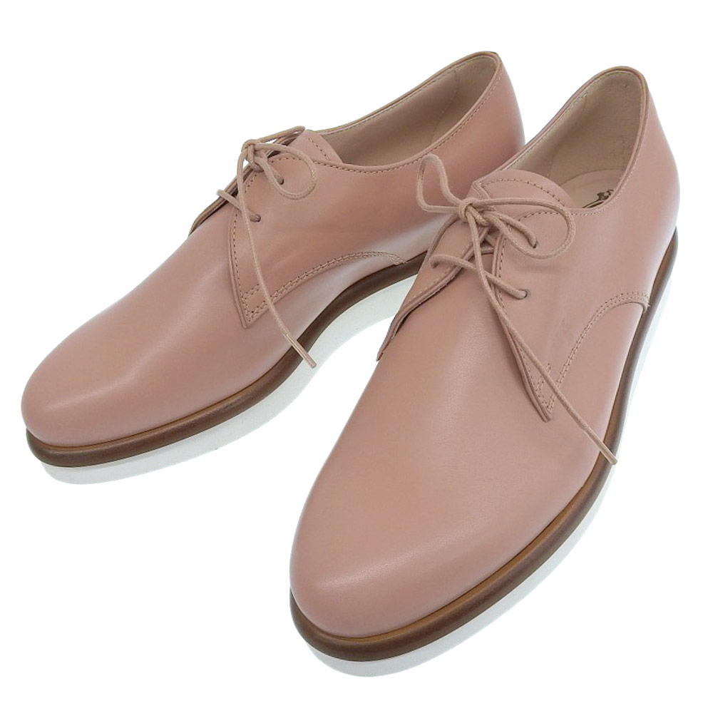 【中古】 トッズ TOD’S 現行シルバーロゴ レザー レースアップ シューズ 35 22.5cm レディース
