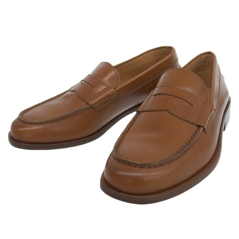 【中古】 箱付未使用 トッズ TOD’S 現行販売商品 ロゴエンボス コインローファー 5.5 24.5cm メンズ 定価110000円