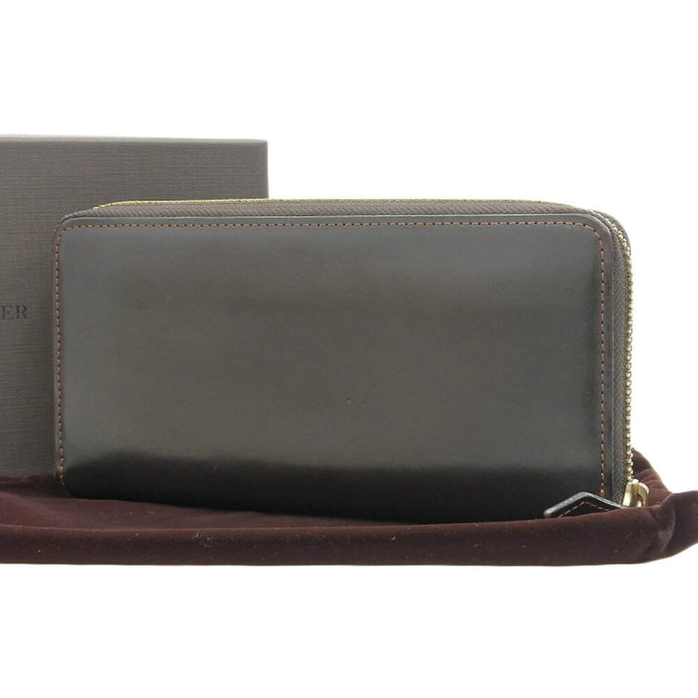 【中古】 箱付美品 ココマイスター COCOMEISTER 現行販売品 オークバーク ブリストル レザー ラウンドジップ ウォレット 二つ折り長財布 小銭 紳士 定価74000円