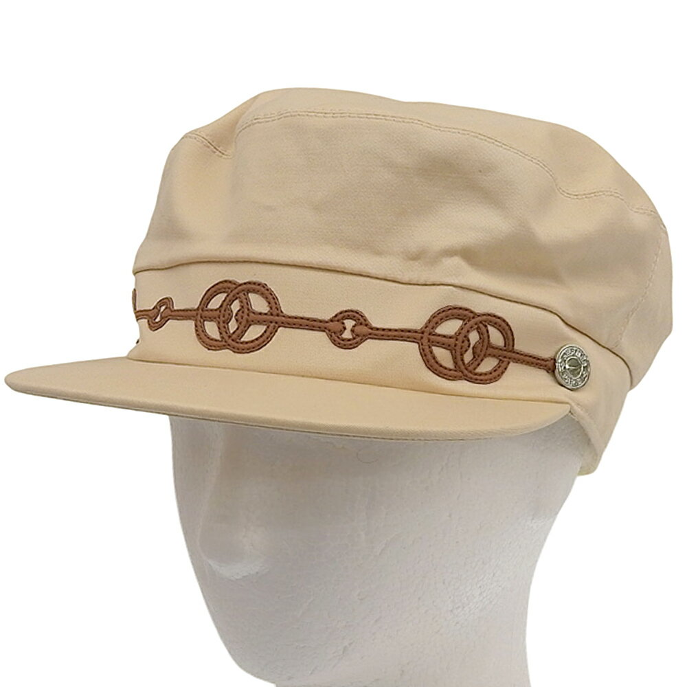 新着【中古】 超美品 エルメス HERMES 2022年 カブール クリケティス ホースビット レザー ヴィスコースコットン キャップ キャスケット 57 レディ ほぼ未使用