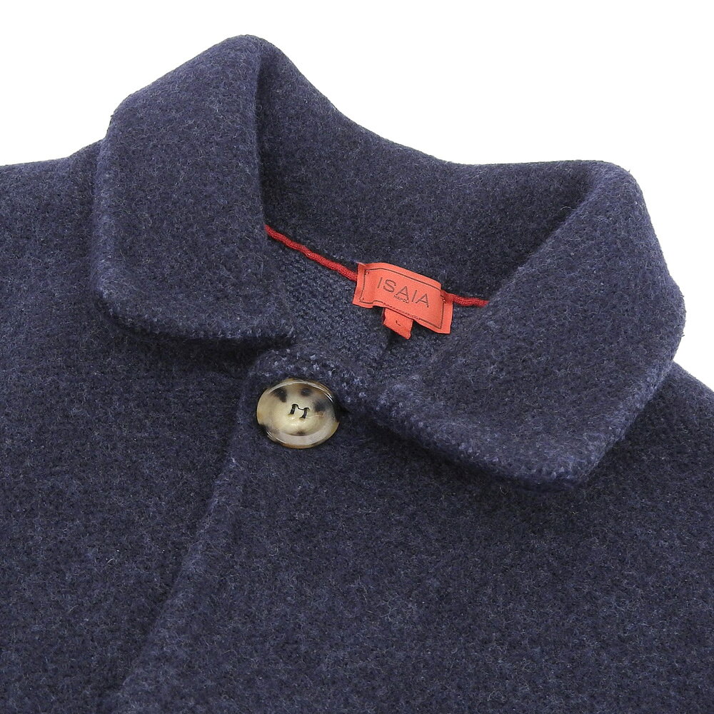 新着【中古】 超美品 イザイア ISAIA 肉厚ウール シングル ステンカラーコート L メンズ