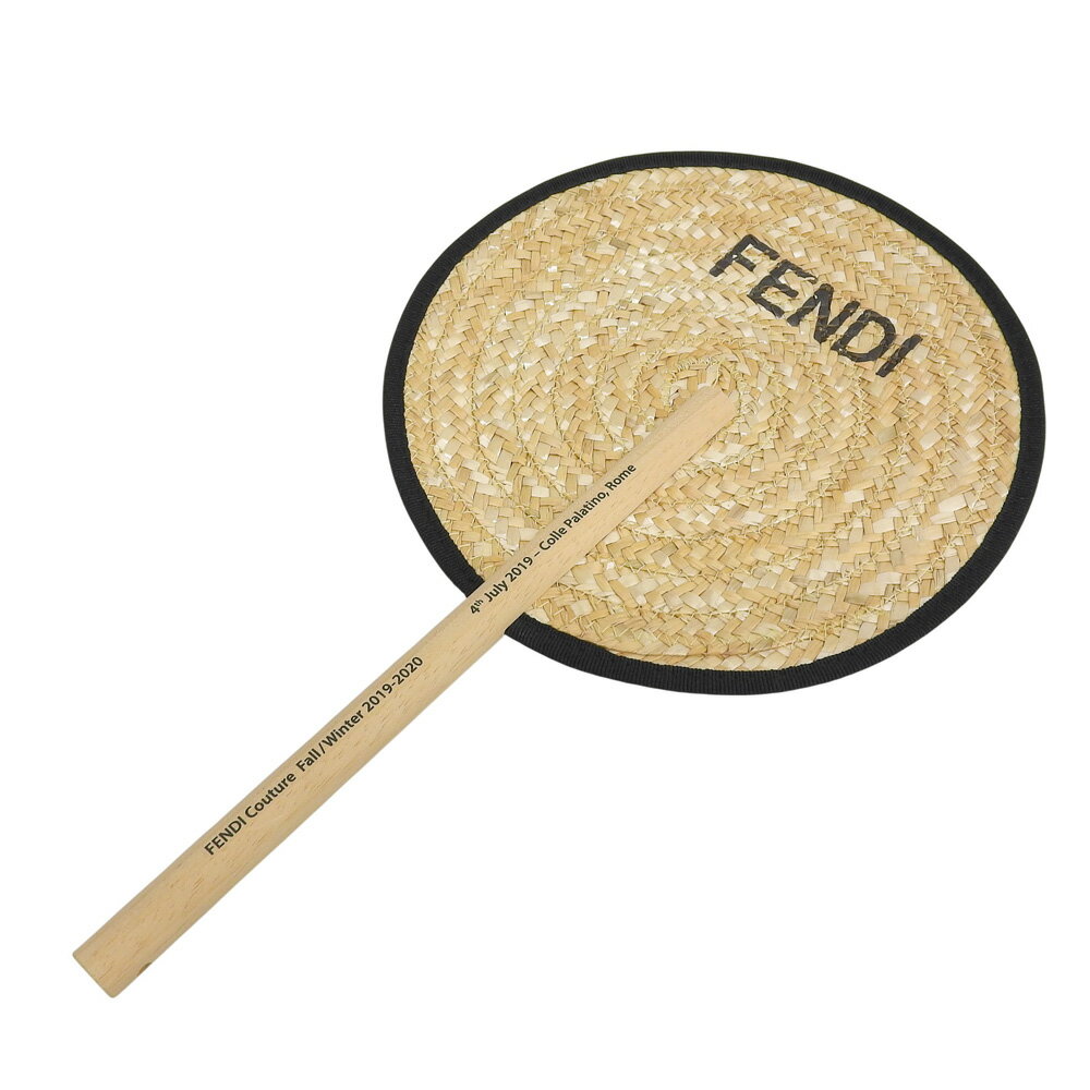 乐天商城 - 【中古】 未使用 フェンディ FENDI 2019 コレクションアイテム ストロー編み うちわ 扇子