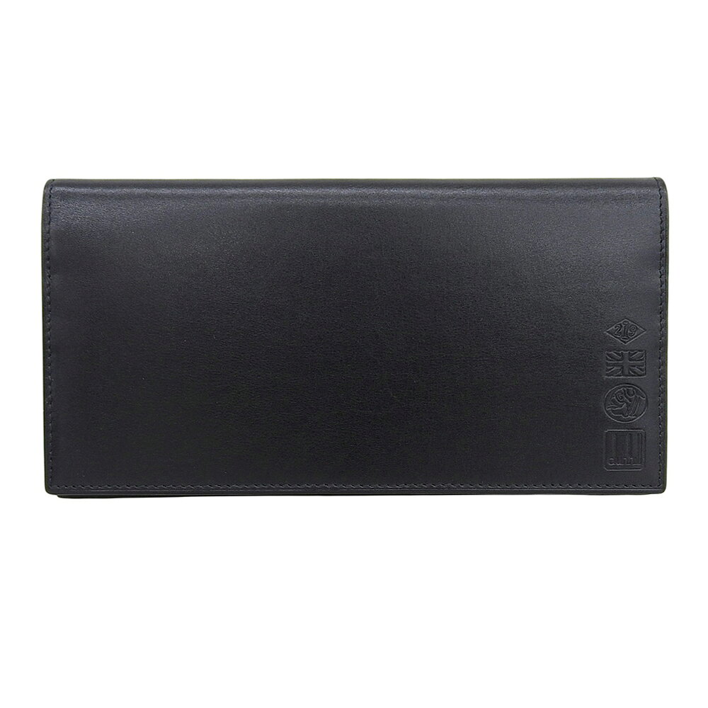 【中古】 箱付未使用 ダンヒル Dunhill FV1010A ロゴ ホールマーク刻印 レザー 二つ折り財布 黒 メンズ