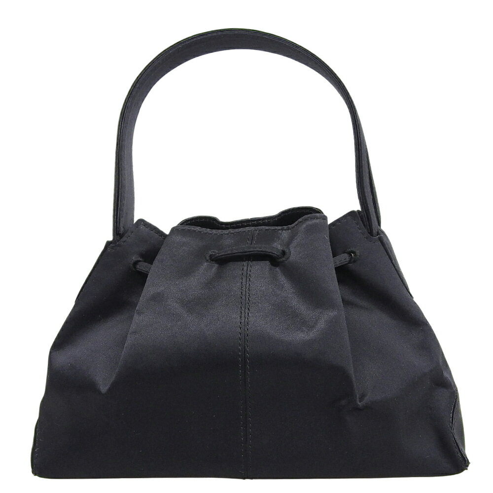 乐天商城 - 新着【中古】 良品 トッズ TOD’S シルク サテン 巾着 トップハンドル ミニバッグ 黒 レディース