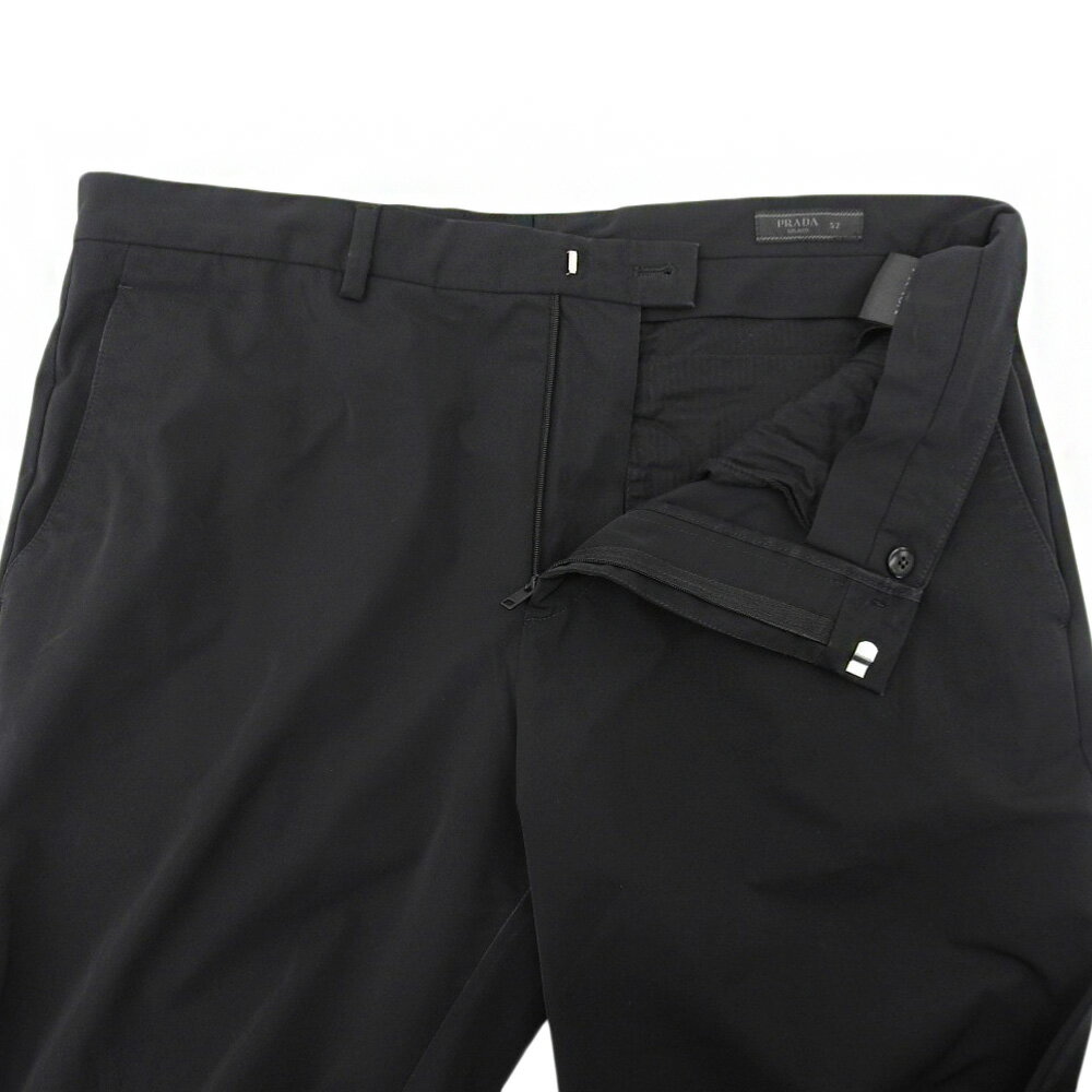 新着【中古】 超美品 プラダ PRADA 2018年商品 ナイロン トラウザー スラックスパンツ 裾マジックテープ飾り 黒 メンズ