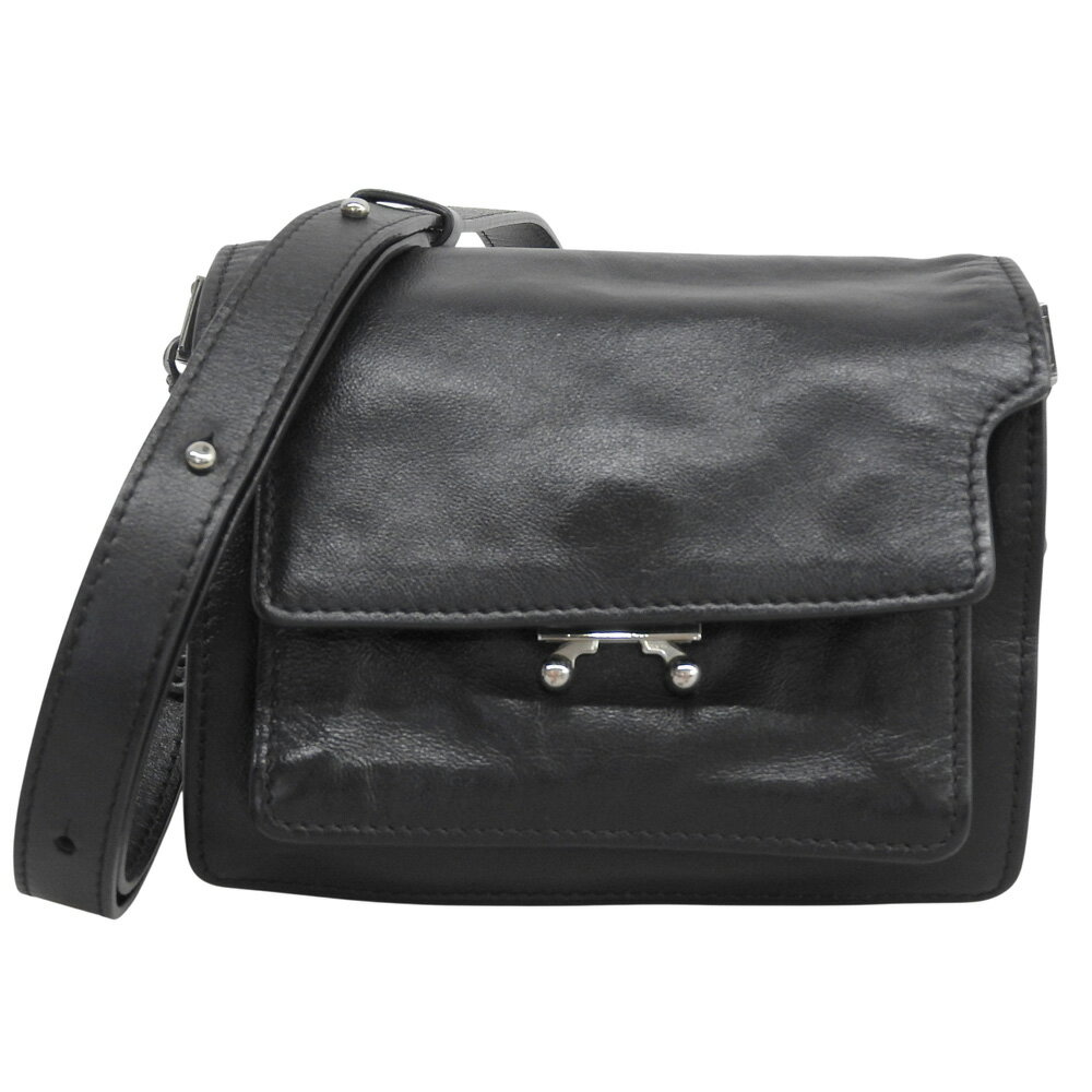 乐天商城 - 新着【中古】 美品 マルニ MARNI 2025 SBMQ0046U1P2644Z356N TRUNK SOFT トランクソフト カーフスキン ミニショルダー ブラック