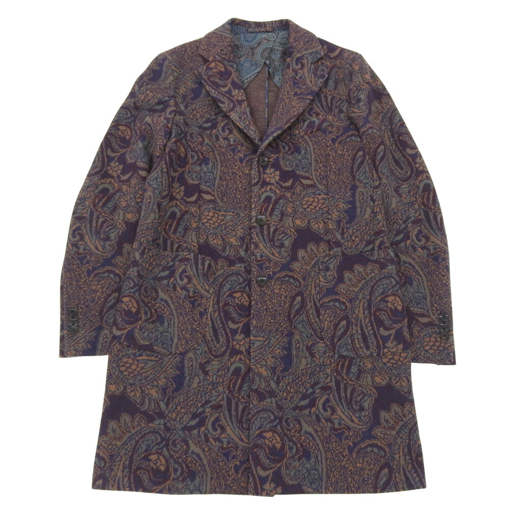 乐天商城 - 新着【中古】 超美品 エトロ ETRO 2020年商品 COMTORTETRO 総柄 ウール チェスターコート 52 メンズ