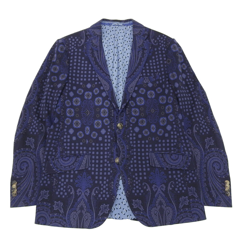 樂天商城 - 新着【中古】 超美品 エトロ ETRO 2018年商品 NUOVO JERSEY コットン ジャージー 総柄 ペイズリー 2つボタン ジャケット 52