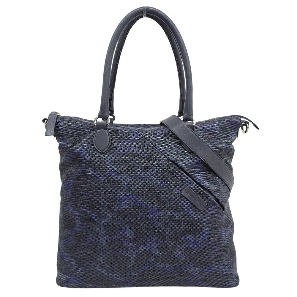 乐天商城 - 新着【中古】 美品 ザネラート ZANELLATO ワシントン カモフラ ラフィア 2way ショルダーバッグ ネイビー