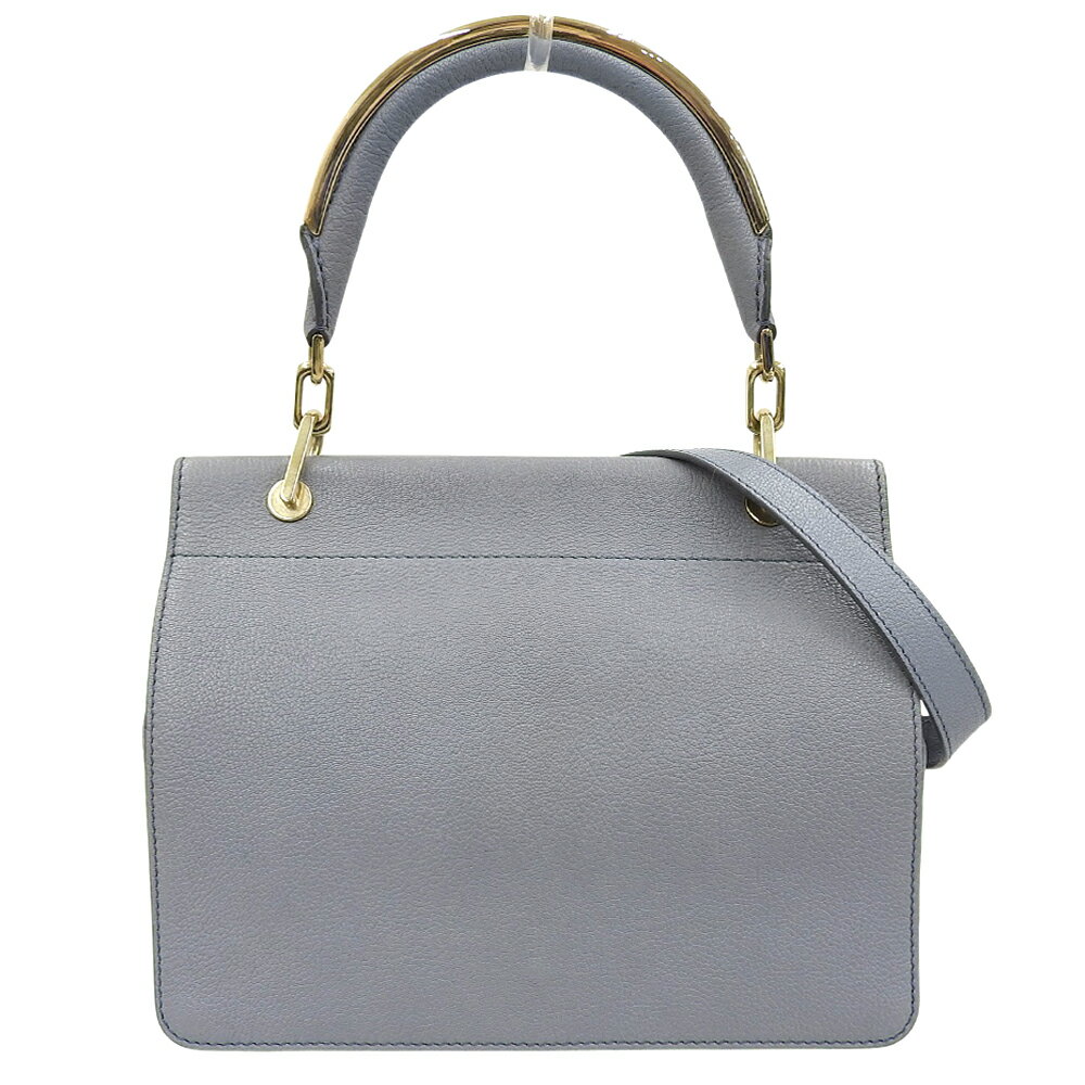 乐天商城 - 新着【中古】 超美品 マックスマーラ MAX MARA ダンブルドレザー トップハンドル 2WAY ショルダーバッグ フロントジップ ブルーグレー
