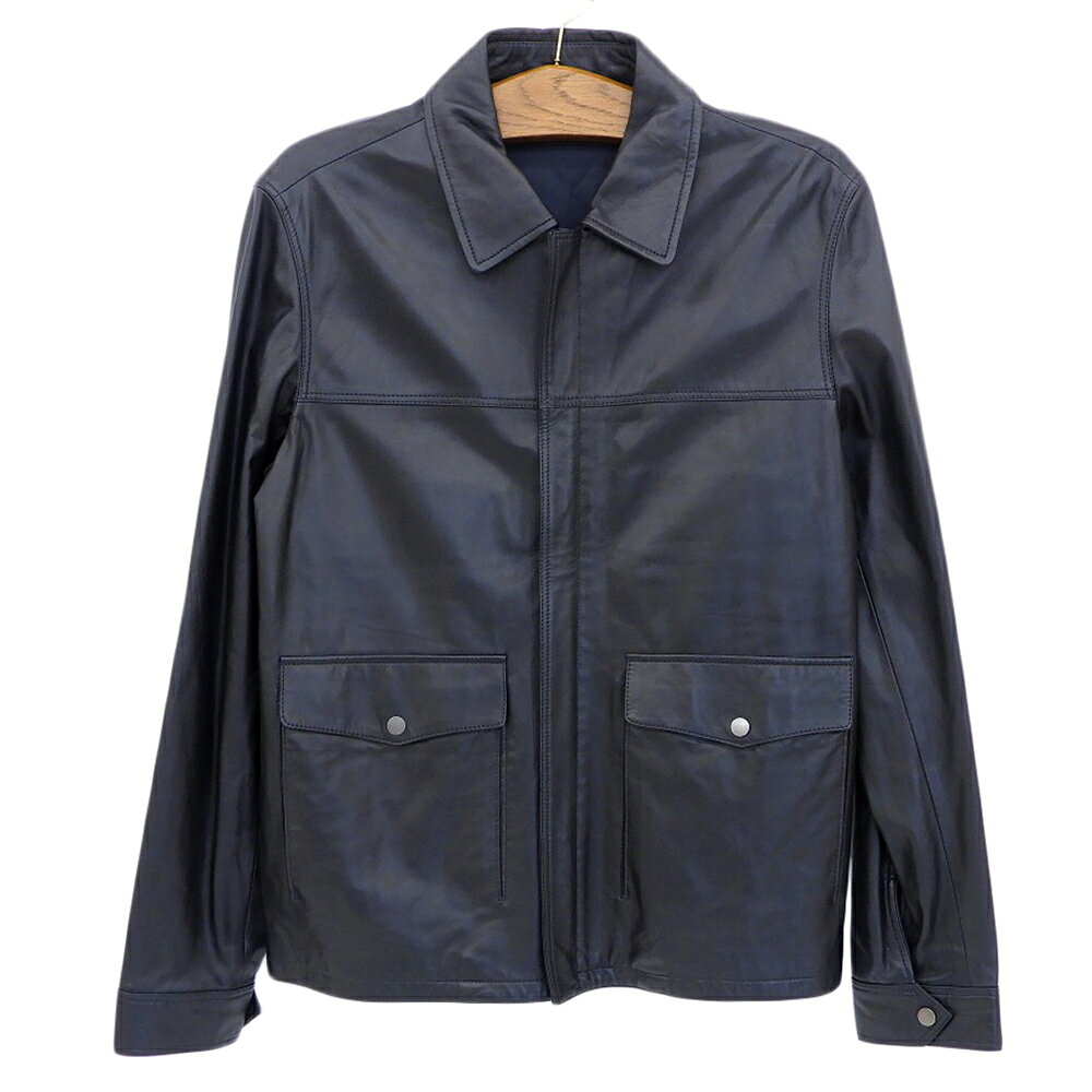 乐天商城 - 新着【中古】 超美品 ダンヒル Dunhill 現行ロゴ ラムレザー ジャケット ブルゾン カーコート カバーオール ジャンパー 黒 メンズ M