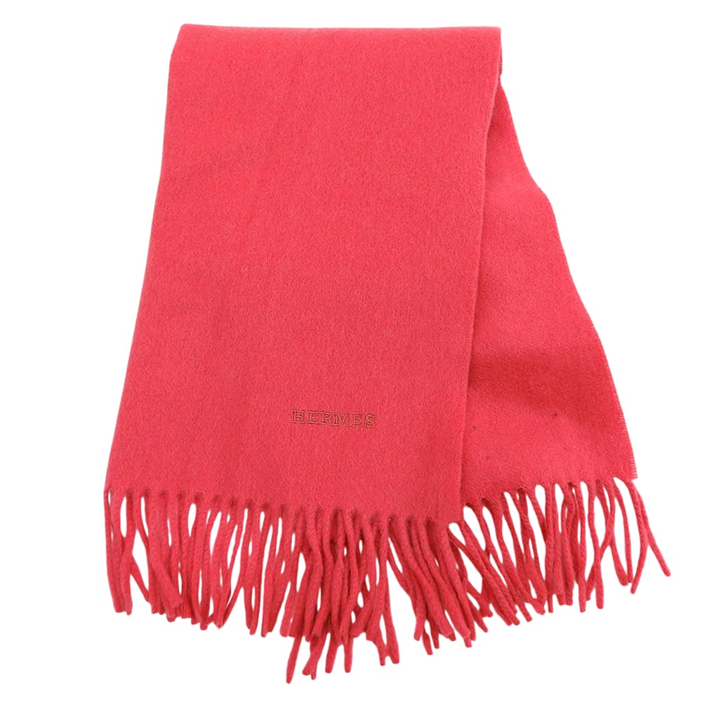 乐天商城 - 新着【中古】 タグ付き未使用 エルメス HERMES スコットランド製 カシミア 100% マフラー 40cm×150cm ピンク
