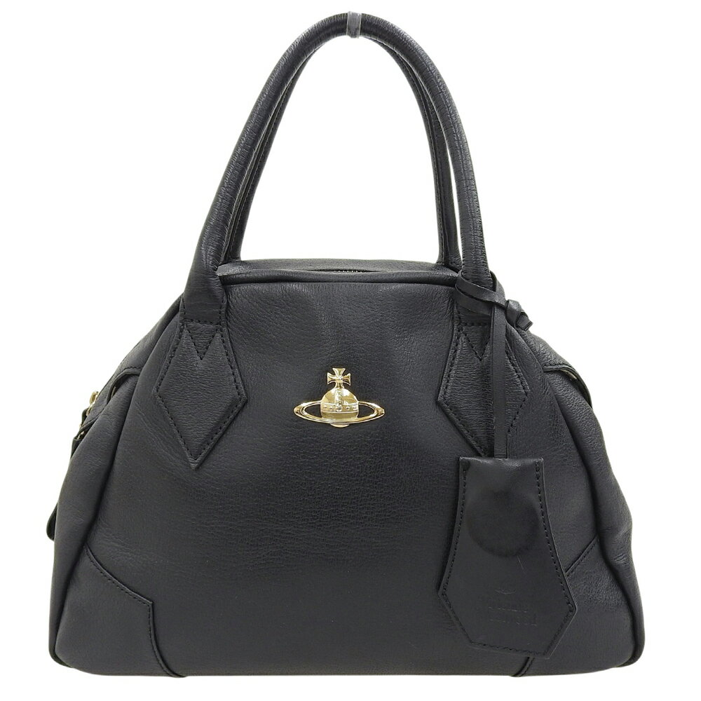ヴィヴィアン・ウエストウッド レザー ハンドバッグ ブラック×金古美 ☆vivienne westwood☆KIM レザー ショルダーバッグ 黒 クロコ