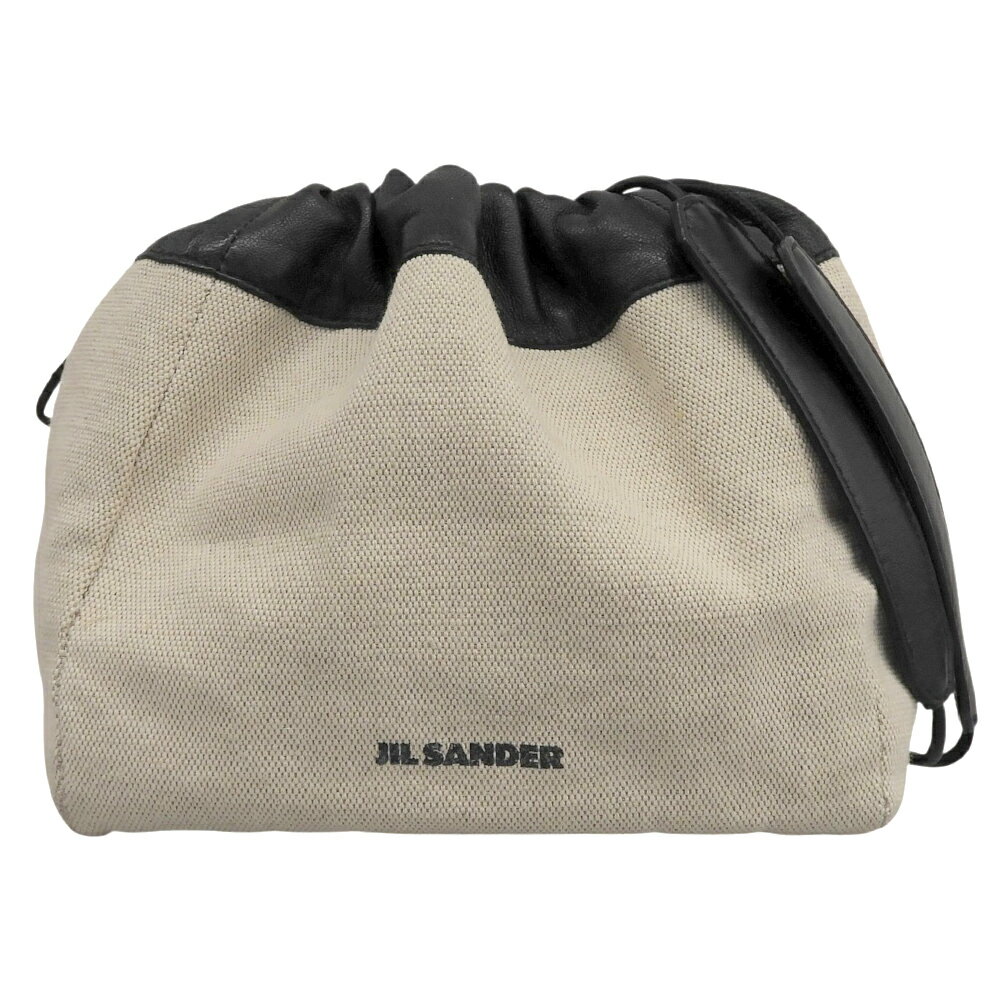 乐天商城 - 新着【中古】 超美品 ジルサンダー JIL SANDER 2020年 JSQ850407 P5368 ダンプリング キャンバス × レザー 巾着 ドローストリング リバーシブル ショルダー バッグ