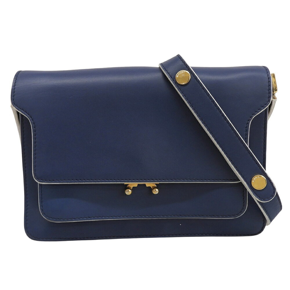 乐天商城 - 新着【中古】 美品 マルニ MARNI TRUNK BAG トランク ミディアム ショルダー バッグ クロスボディ ブルー