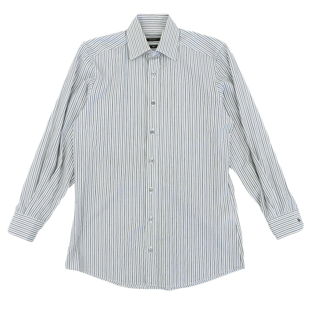 乐天商城 - 新着【中古】 超美品 グッチ GUCCI 黒タグ モノトーンストライプ ワイシャツ 38 / 15 メンズ S-Mサイズ 黒×白