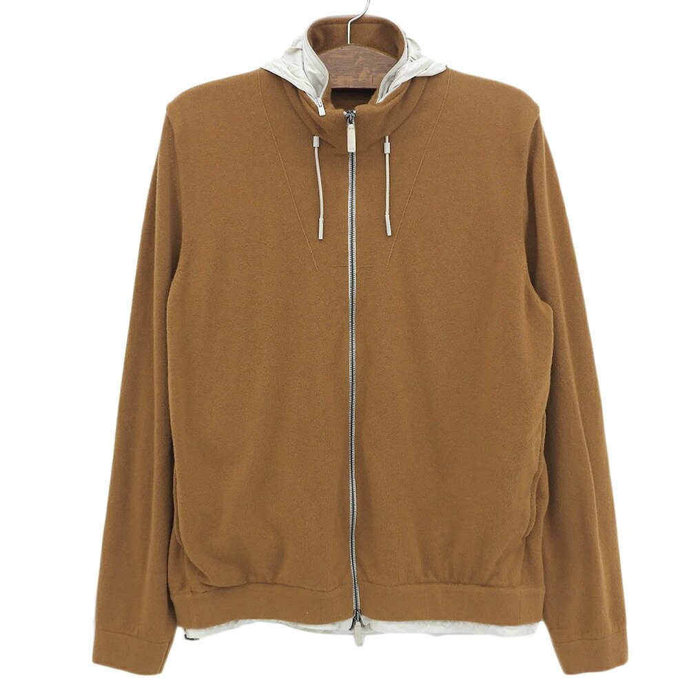 樂天商城 - 新着【中古】 未使用 ゼニア Zegna 2021年 ピュアカシミヤ 100％ 2WAY スタンドジップ ニット ハイゲージ シェル素材フード付 サイズ50 ブラウン 定価451000円