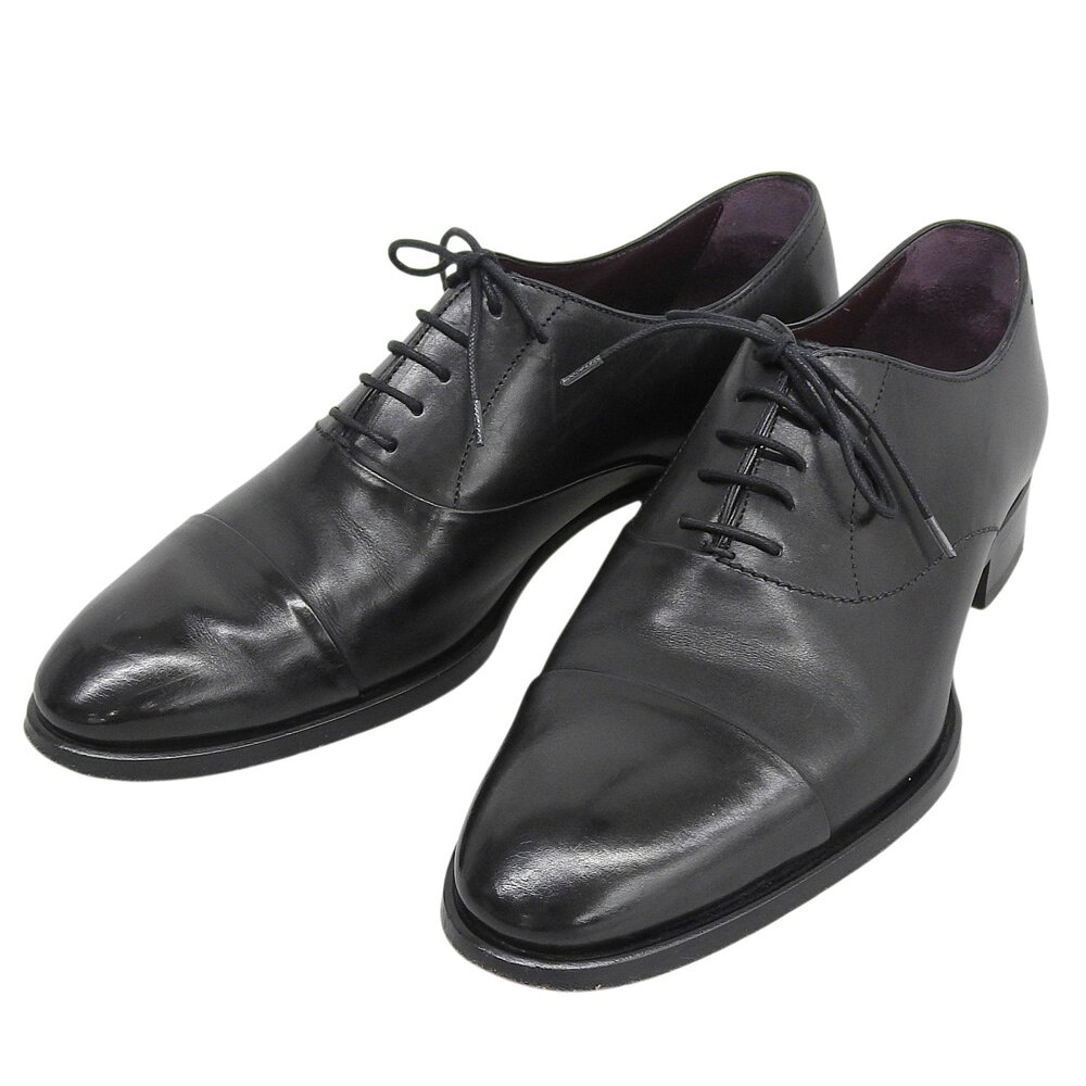 樂天商城 - 新着【中古】 美品 ブリオーニ Brioni エッセンシャル カーフ レザー オックスフォード シューズ 内羽根式 ストレートチップ キャップトゥ ブラック EU7 メンズ