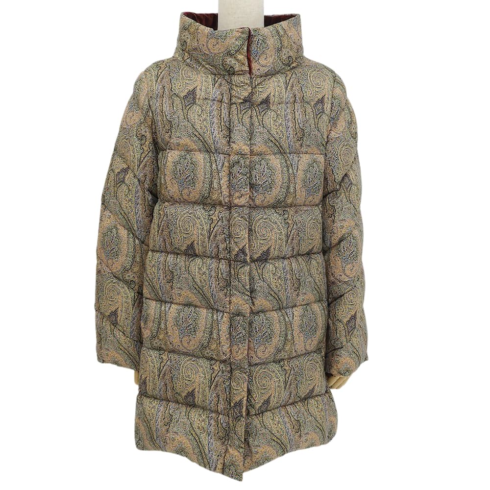 乐天商城 - 新着【中古】 超美品 エトロ ETRO 2019年 192‐17567-9029 ペイズリー柄 ダウン ジャケット サイズ40 マルチカラー ハンガー付 レディース
