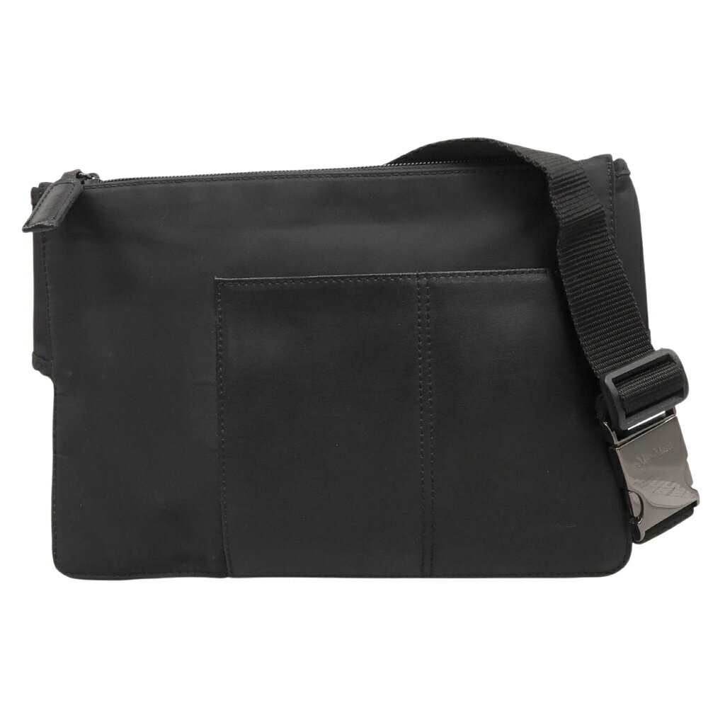 樂天商城 - 新着【中古】 美品 マックスマーラ MAX MARA Mロゴ ナイロン レザー ポケット ウェストポーチ 薄型 ボディバッグ ブラック