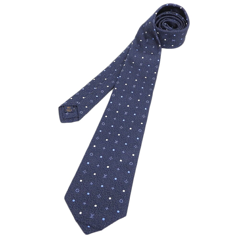 樂天商城 - 新着【中古】 タグ付き未使用 ルイヴィトン LOUIS VUITTON MR0230 ドット モノグラム シルク ネクタイ ネイビー イタリア製 箱付き