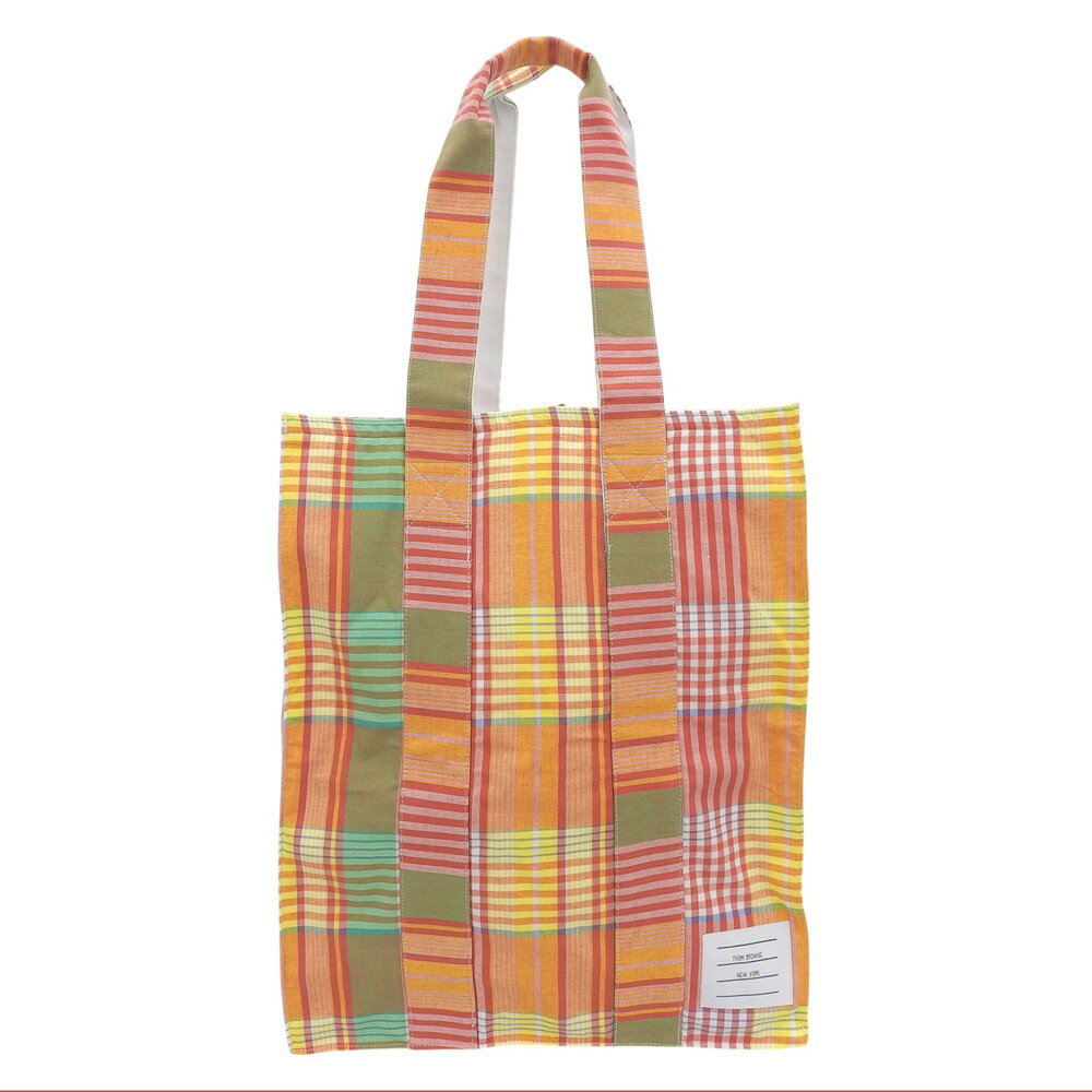 新着 タグ付き 未使用 トムブラウン THOM BROWNE FAP147A-03283 675 マドラスチェック コットン ショルダー トート バッグ 鞄 肩掛け