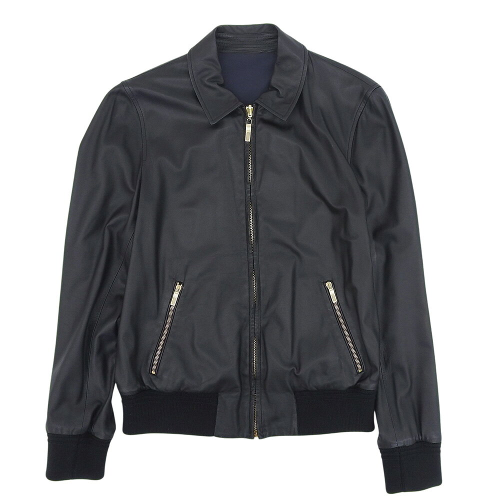 Leather - 新着【中古】 超美品 バリー BALLY ラム レザー×ナイロン リバーシブル ジップ ブルゾン 襟付き サイズ48 黒 ブラック メンズ