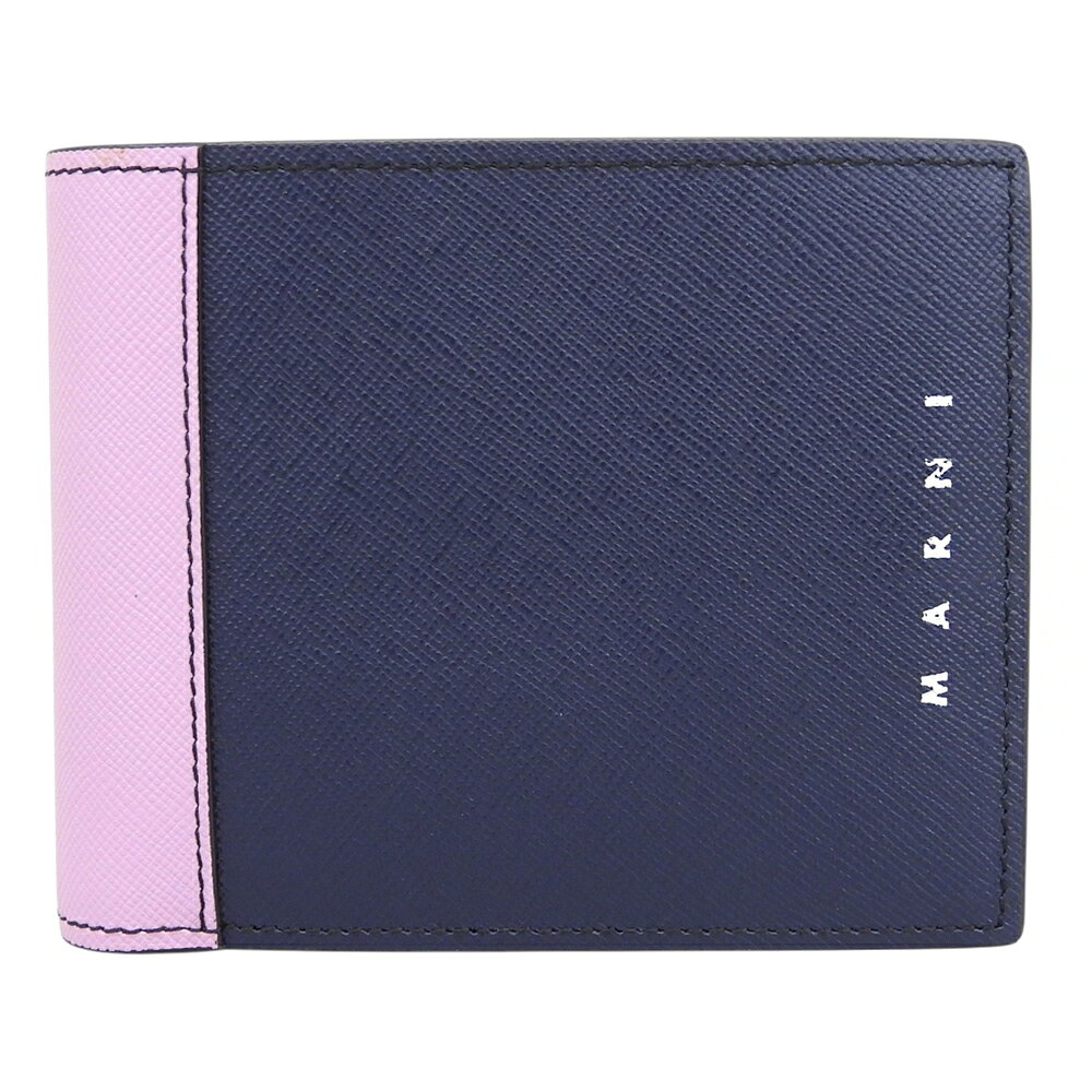 新着【中古】 美品 マルニ MARNI 2023年 PFMI0003L0 BI-FOLD サフィアーノレザー バイカラー 二つ折り 財布 コンパクト ウォレット 箱付き メンズ