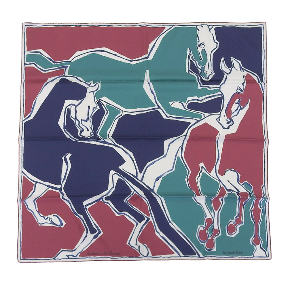 新着【中古】超美品 エルメス HERMES 2021年 La Danse des Chevaux 馬の舞 踊り シュバルホース シルク100% カレ90 スカーフ メンズ レディー 21SS