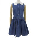 新着【中古】 美品 ミュウミュウ MIUMIU 現行タグ シルクレース襟 フレアスカート ベルテッド デニム ワンピース レディース 38