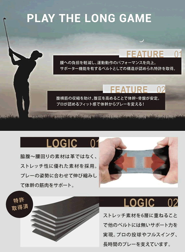 コアエナジー ベルト ゴルフ Core Energy GOLF 全5色 ストレッチ サポートベルト