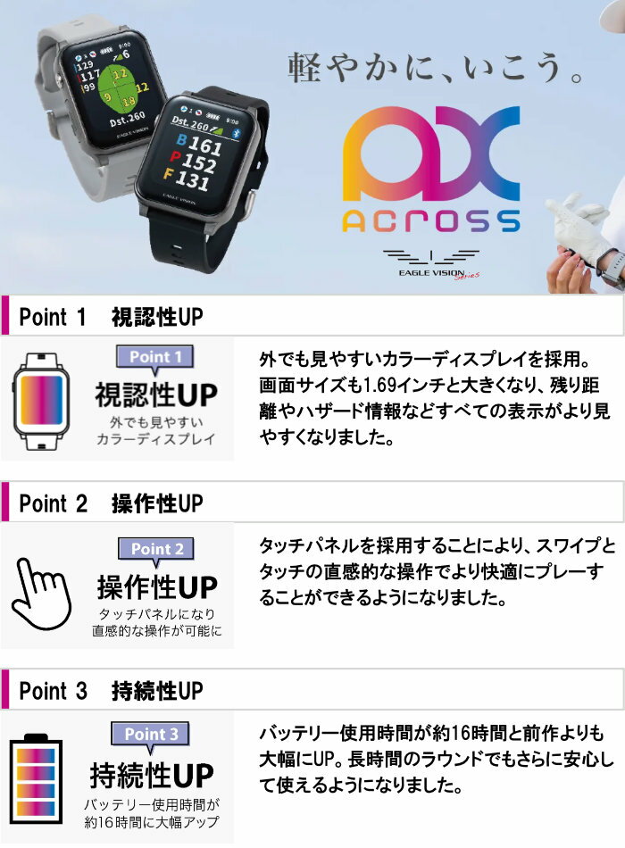 イーグルビジョン EAGLE VISION AX (アクロス) ゴルフ距離測定器 GPSナビ 距離計 ...