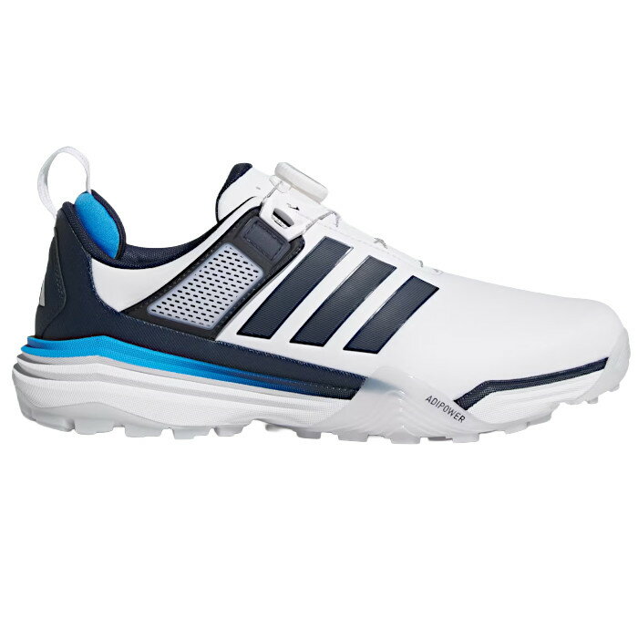 adidas アディパワー 足元から『飛び』を後押しする、概念を変えるゴルフシューズ。 全ゴルファーが待ち望んだ瞬間がついに訪れる。 かつてパワーゴルフの象徴として君臨した「ADIPOWER（アディパワー）」が、未だかつてない進化を遂げてカムバック。 これは、単なる新作シューズではない。 足元を「スイングのパワーを、飛距離に繋げるの精密なプラットフォーム」へと変える、『飛び』のギアだ。 日本プロドラコン協会（JPDA）公式認定された、「ショットの飛距離向上に繋がる」というその性能は日本屈指のパワーヒッターたちに認められた。爆発的なパワーを、逃さないことを目指した設計は、精密なホールドを実現する「パワーバンド」とBOAフィットシステムとの相乗効果で、足元から体幹を伝ってから伝わるエネルギーを、可能な限りボールへと伝達する。 ゴルフ界初搭載のミッドソール素材、「REPETITOR」クッショニングは地面からの反発をスイングスピードへと変換することをサポートし、異次元のフットワークがあなたをさらなる高みへと押し上げる。 コードカオスでも、ZGでもない。 振りちぎった先に待つ、あの「忘れられない一発」を、今度はあなたのルーティンに。 ●ワイドフィット ●BOAフィットシステム ●BOA x パワーバンドの強力なホールド力 ●防水合成皮革アッパー ●テキスタイルINSITEソックライナー ●TPU+ADIWEARラバーのハイブリッドミッドソール ●商品カラー： Cloud White / Collegiate Navy / Lucid Ray Blue ●製品コード： JS4139