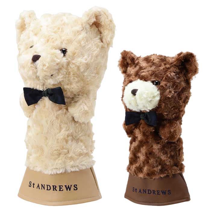 素材 ボア素材 サイズ 全長34cm×幅18cm(460CC対応) ドライバー用 重さ 0.122kg 原産国 中国St ANDREWS 042-6984312 テディベア フェイス ヘッドカバー キュートさ満載のインパクトでキャディバッグの中で抜群の存在感を発揮する、460CC対応テディベアフェイスドライバー用ヘッドカバーです。 見た目の可愛らしさはもちろん、扱いやすく丈夫なモコモコのボア素材が優しくドライバーを包み込み、移動によるキズや汚れなどから守っていくれるアイテム。 キャディバッグに1つ加えるだけでその日の気分も上がり、ゴルフ好きな方へのプレゼントとしても喜んで頂ける逸品です。