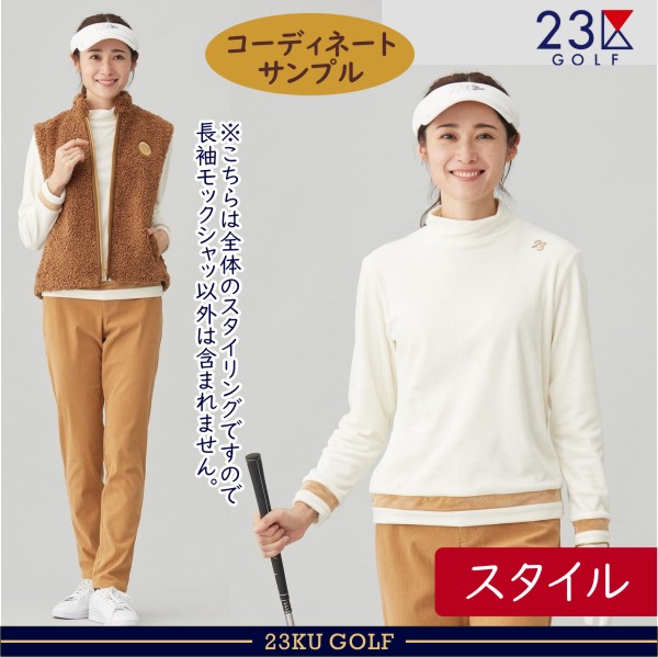 【PREMIUM SALE 50%超OFF】【夏のゴルフ応援企画】23区GOLFレディース ベロア長袖モックネックカットソー◆ハイネックシャツ【TOVLCW-0404】 auc-golfwave-10024009 ゴルフウェーブオンライン サンプル画像3