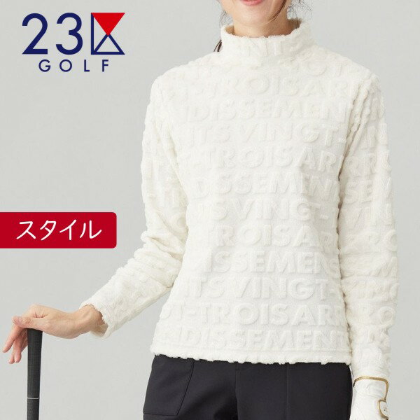 【PREMIUM SALE 30%超OFF】【秋のゴルフ応援セール】23区GOLFレディース フェイクファーロゴモックネック◆カットソー【TOVLCW-0524】