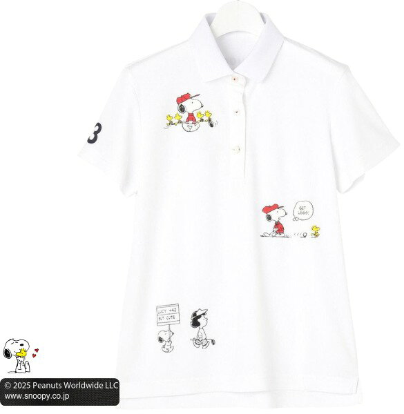 【PREMIUM SALE 30%OFF】【秋のゴルフ応援セール】23区GOLFレディース SNOOPY（スヌーピー）『PEANUTS』コラボプリント半袖ポロシャツ【KHVLGM-0008】【23GW-SNOOPY】