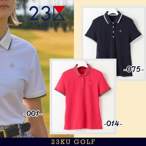【New】23区GOLF・レディース【辻梨恵プロ着用】【吸水速乾=UVケア】色違いで欲しくなるシンプル大人の半袖ポロシャツ【KHVLGM-0408】