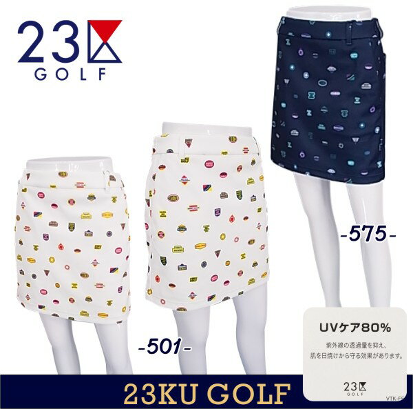 【PREMIUM SALE】23区GOLFレディースカジュアルスタイルのアップデートにおすすめ！【吸水速乾/UVケア】ステッカープリントスカート【SKVLSM-0418】