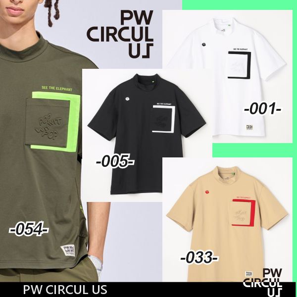 【早い者勝ち‼️】新品 PWサーキュラス メンズ 半袖 モックネック LL 白系 and per se（アンパスィ） 半袖ハイネックシャツ ゴルフウェア メンズ