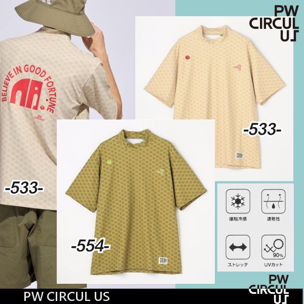 Other - 【春新！PW CIRCULUS・ピーダブリュサーキュラス】【接触冷感＝吸水速乾＝UVカット＝ストレッチ】メンズ エレファントドットモックネック◆半袖シャツ【KHPNLM-0525】