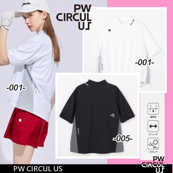 Rakuten - 【春新！PW CIRCULUS・ピーダブリュサーキュラス】【吸水速乾＝UVカット＝ストレッチ】レディース メッシュコンビ モックネックT◆半袖シャツ【KHPQLM-0558】【B-68】【SUM1】【B-73】