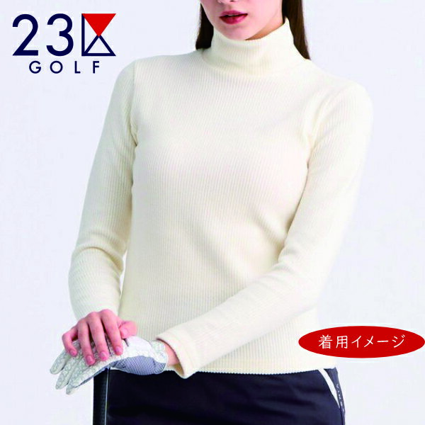 【New】23区GOLF・レディース【吸湿＝発熱】グランサーモリブタートルネック◆モックネックシャツ【TOVLGW-0504】
